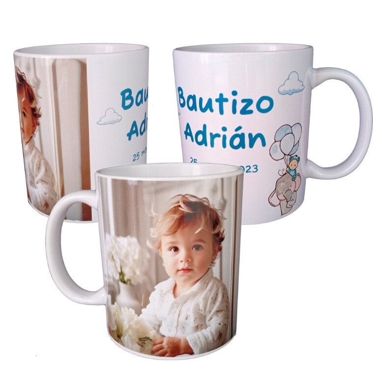 Taza de bautizo de elefante con foto para niño (5)