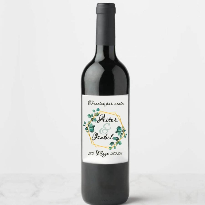 Pegatina personalizada para vino de vinilo resistente, 37,5 cl. (1)