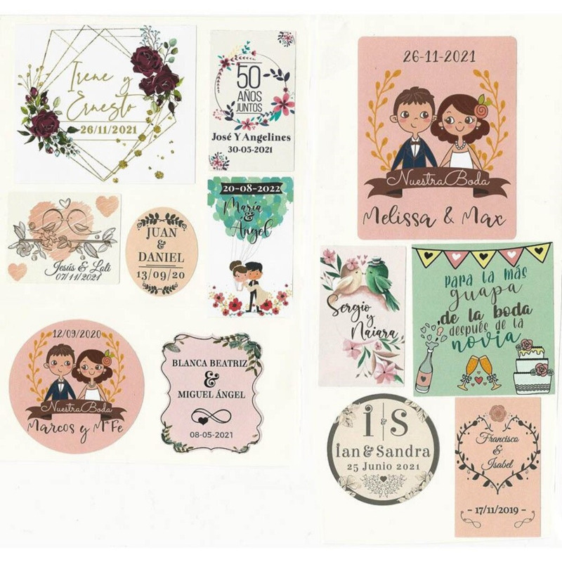 Pegatinas de vinilo a medida con foto o diseño para regalos de boda (1)