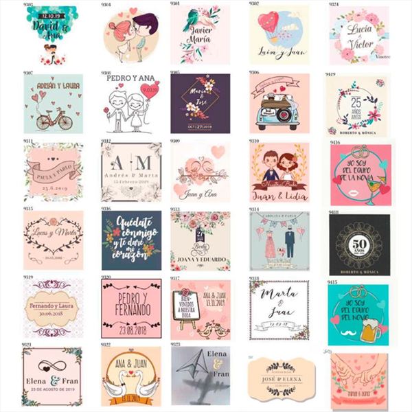 Pegatinas de vinilo a medida con foto o diseño para regalos de boda