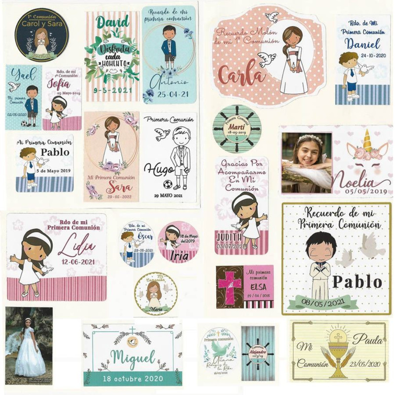 Pegatinas de vinilo, a medida, para regalos de comunión (1)