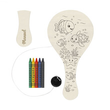 Pequeña raqueta infantil para colorear con ceras y pelota