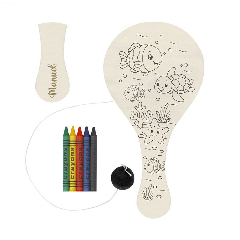 Pequeña raqueta infantil para colorear con ceras y pelota