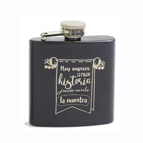 Petaca de acero negra personalizable, regalos para hombre