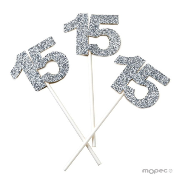 Pic de 15 años en plata para cupcakes