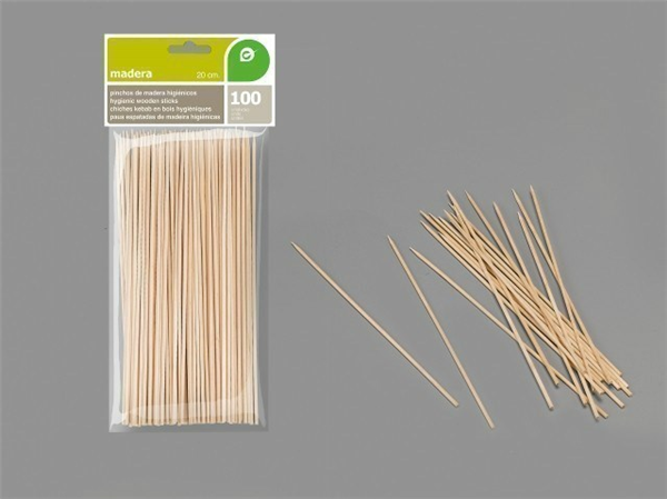 Pinchos de madera para brochetas. Set 100 uds.