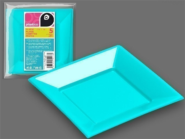 Platos cuadrados azules 17 cm. Set 5 uds.