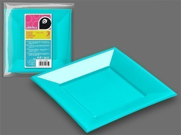 Platos cuadrados azules grandes. Set 3 uds.