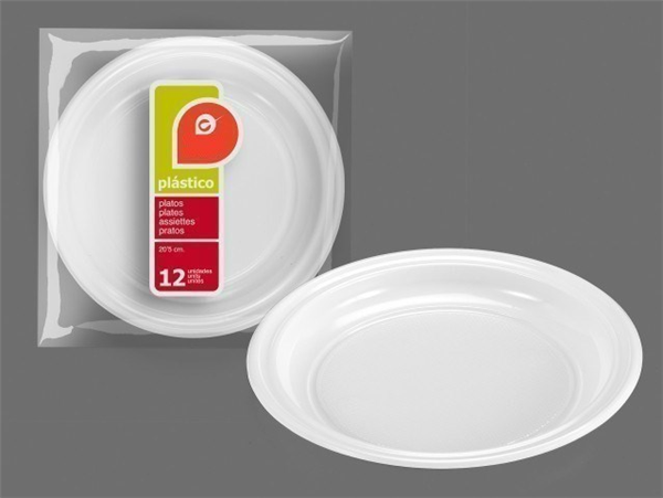 Platos redondos blancos 20,5 cm. Set 12 uds.