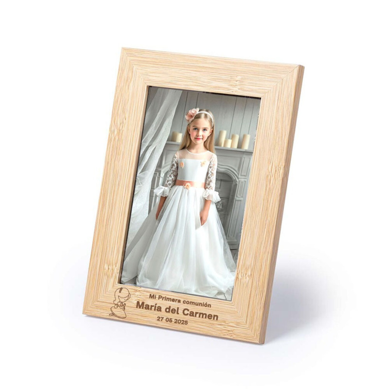Portafotos de comunión de madera con grabado (5)