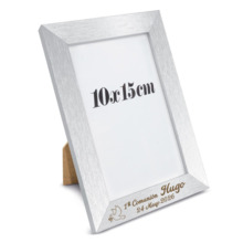 Portafotos de madera plateado de comunión