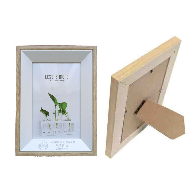 Portafotos doble marco blanco y marrón para boda comunión y bautizo (3)