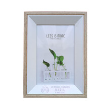 Portafotos doble marco blanco y marrón para boda comunión y bautizo