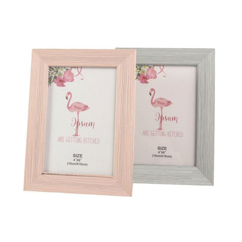 Portafotos imitación madera azul y rosa (2)