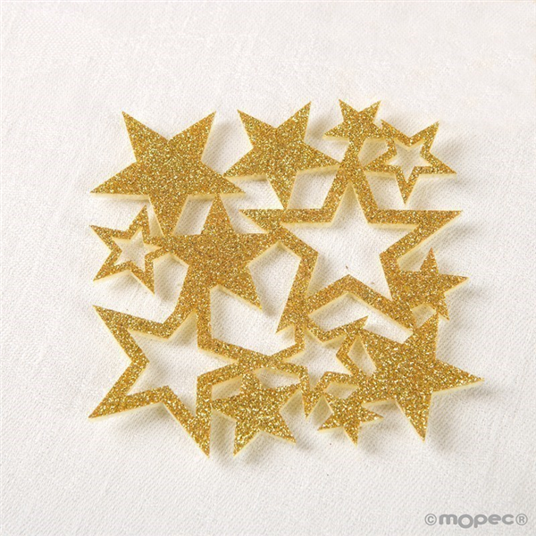 Posavasos de estrellas de purpurina dorada