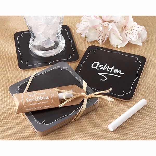 Posavasos de pizarra con tiza