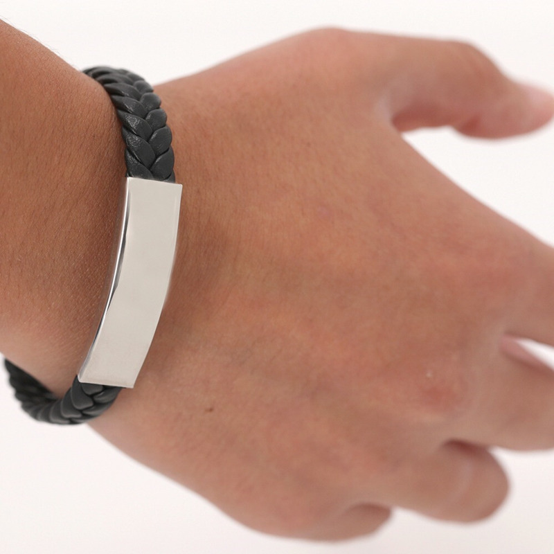 Pulsera de Hombre con Placa de Acero Personalizable para Boda, Comunión o Bautizo (1)