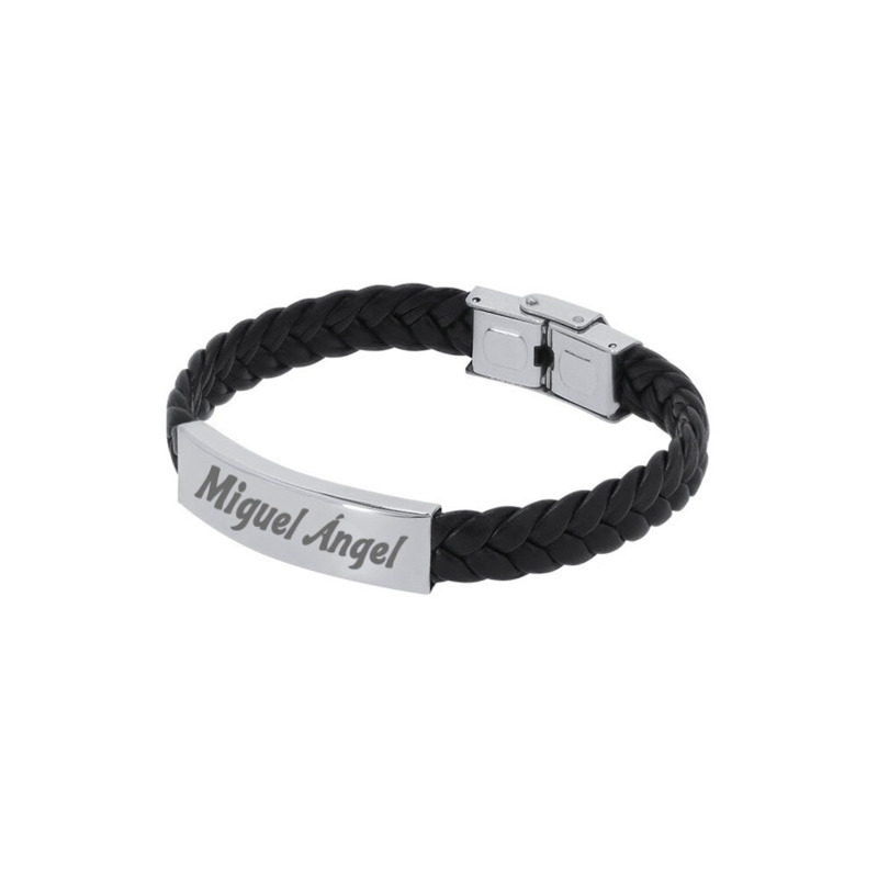 Pulsera de Hombre con Placa de Acero Personalizable para Boda, Comunión o Bautizo (4)