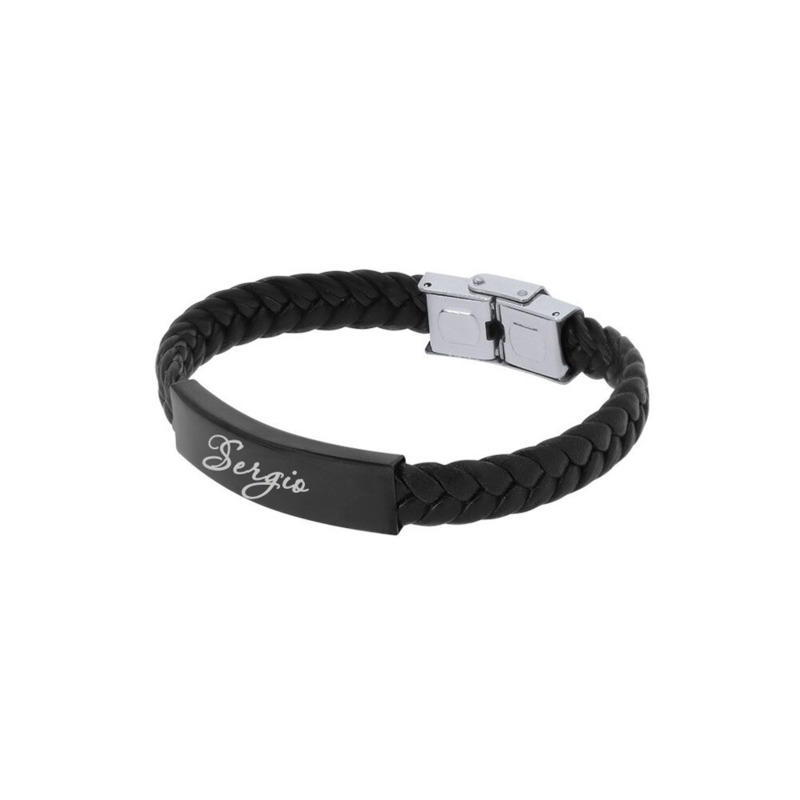 Pulsera de Hombre con Placa de Acero Personalizable para Boda, Comunión o Bautizo (5)