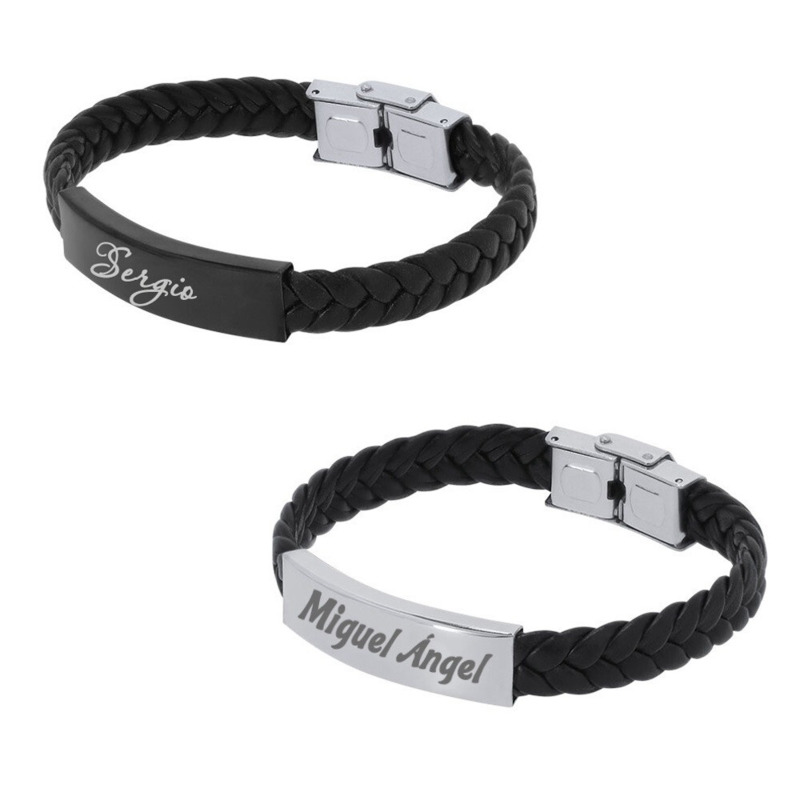 Pulsera de Hombre con Placa de Acero Personalizable para Boda, Comunión o Bautizo