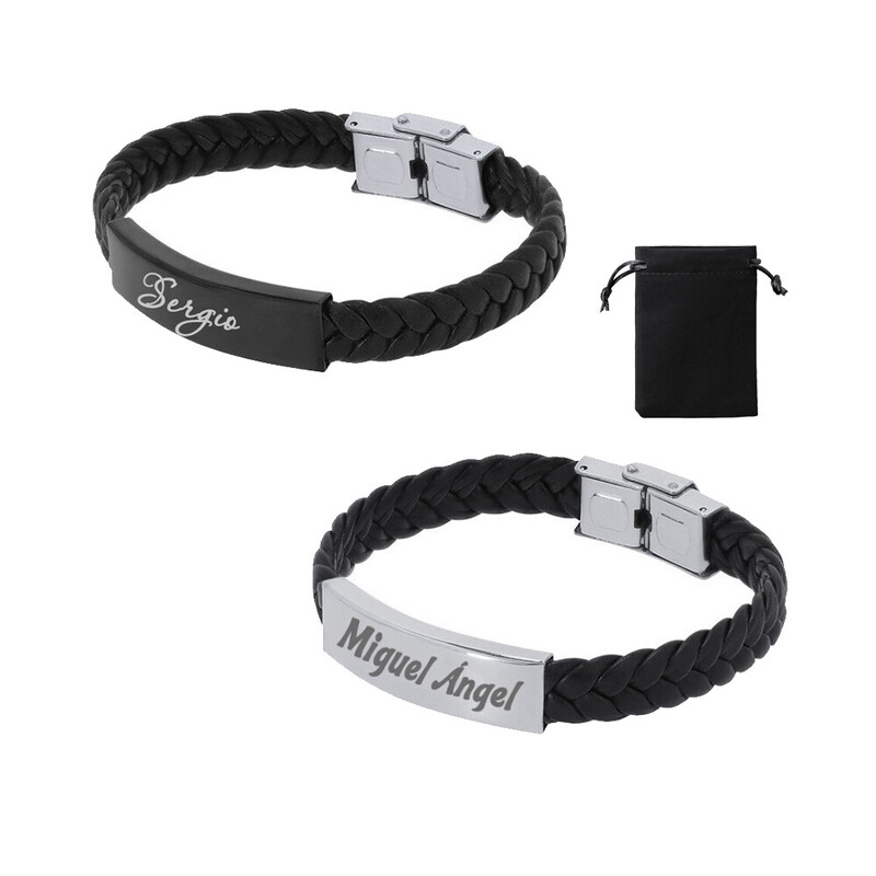 Pulsera de Hombre con Placa de Acero Personalizable para Boda, Comunión o Bautizo