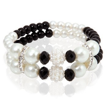 Pulsera de perlas negra y blanca