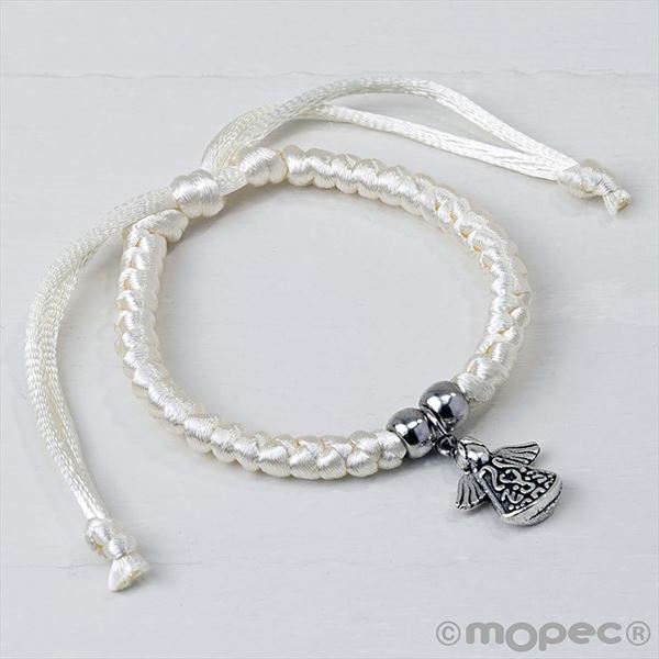 Pulsera marfil con charm de angelito