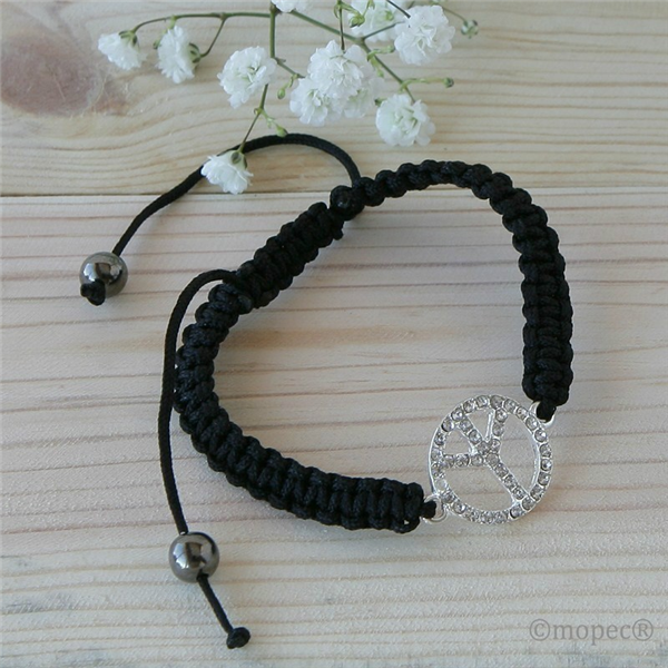 Pulsera trenzada con símbolo paz
