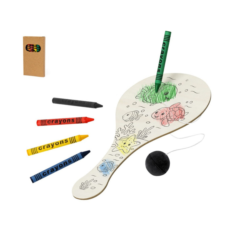 Pequeña raqueta infantil para colorear con ceras y pelota (3)
