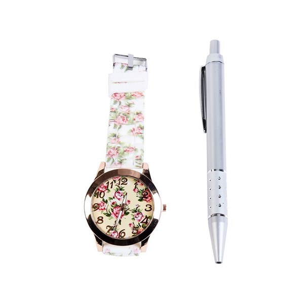 Reloj floral con bolígrafo en caja (6)