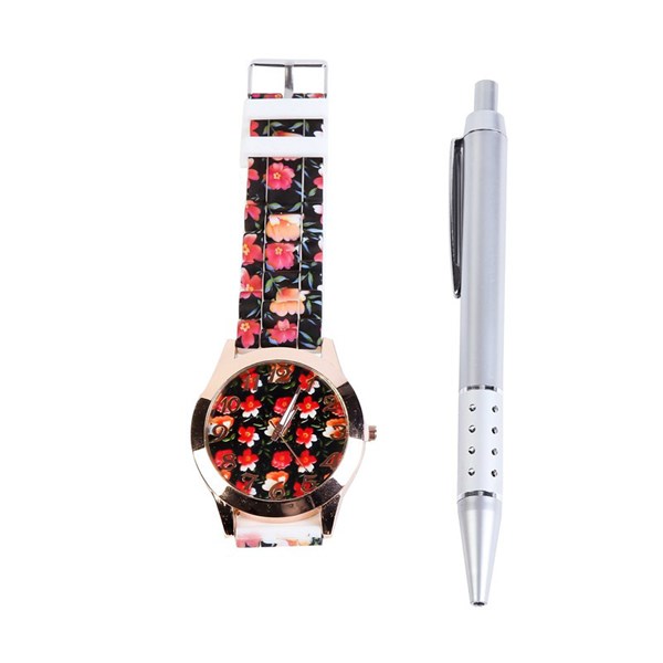 Reloj floral con bolígrafo en caja (12)