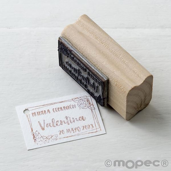 Sello para tarjetas de comunión con marco y flor