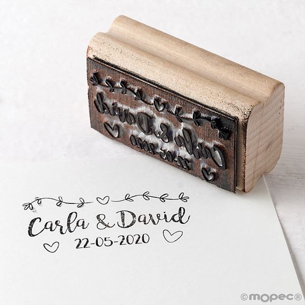 Sello personalizado con guirnalda corazones