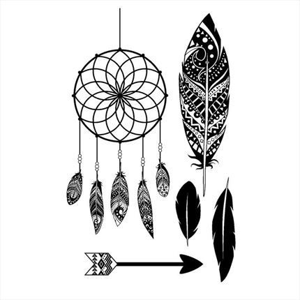 Sellos de atrapasueños y plumas