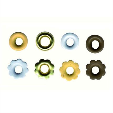 Set 64 eyelets marrones, dorado y blanco