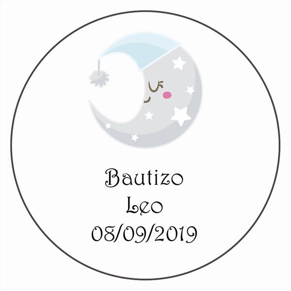 Set de 24 pegatinas redondas de bautizo niño 20 modelos