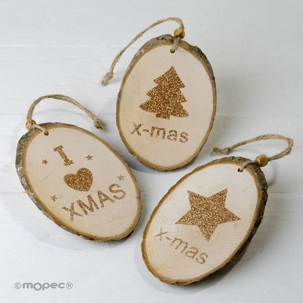 Set de 3 colgantes de tronco navideños