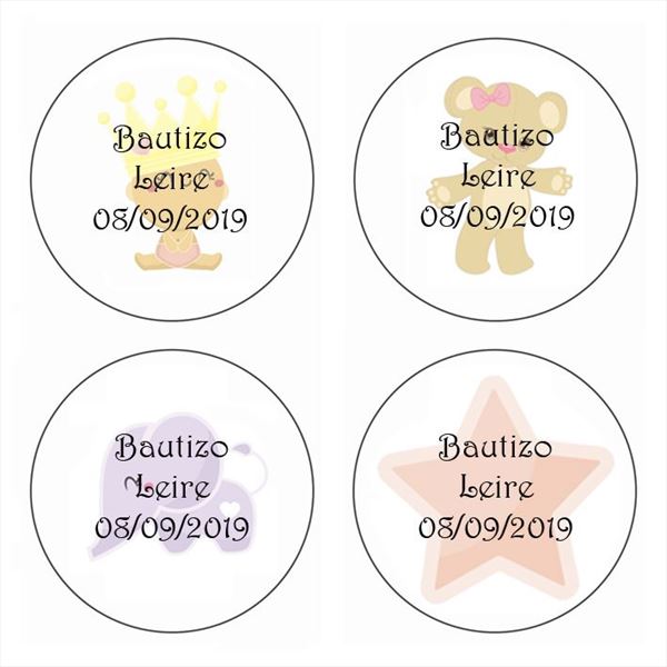 Set de 48 pegatinas de bautizo niña 20 modelos