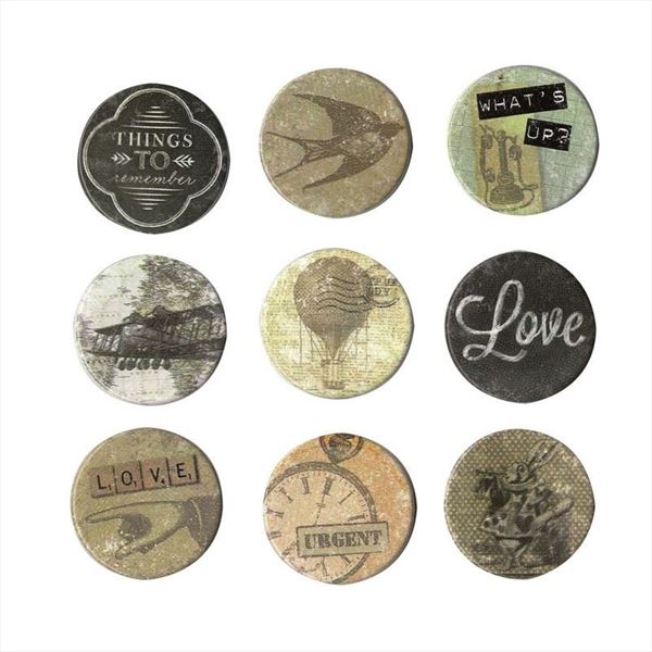 Set de 9 brads redondos vintage