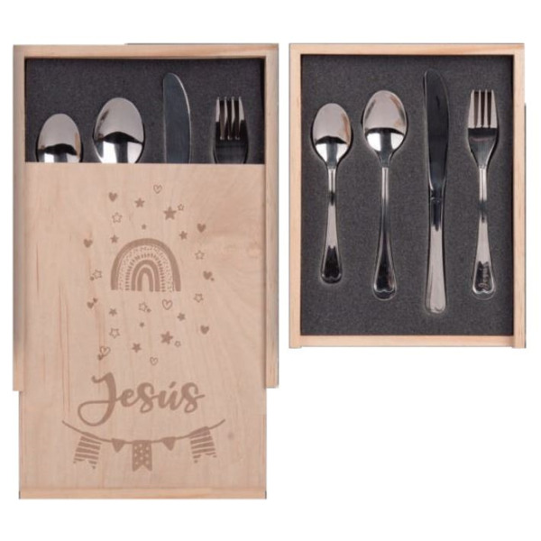 Set de cubiertos infantil con caja personalizados