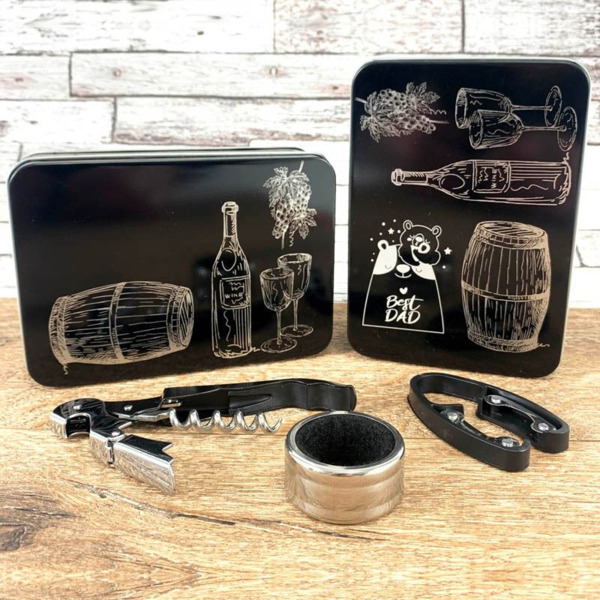 Set de vino en caja metálica