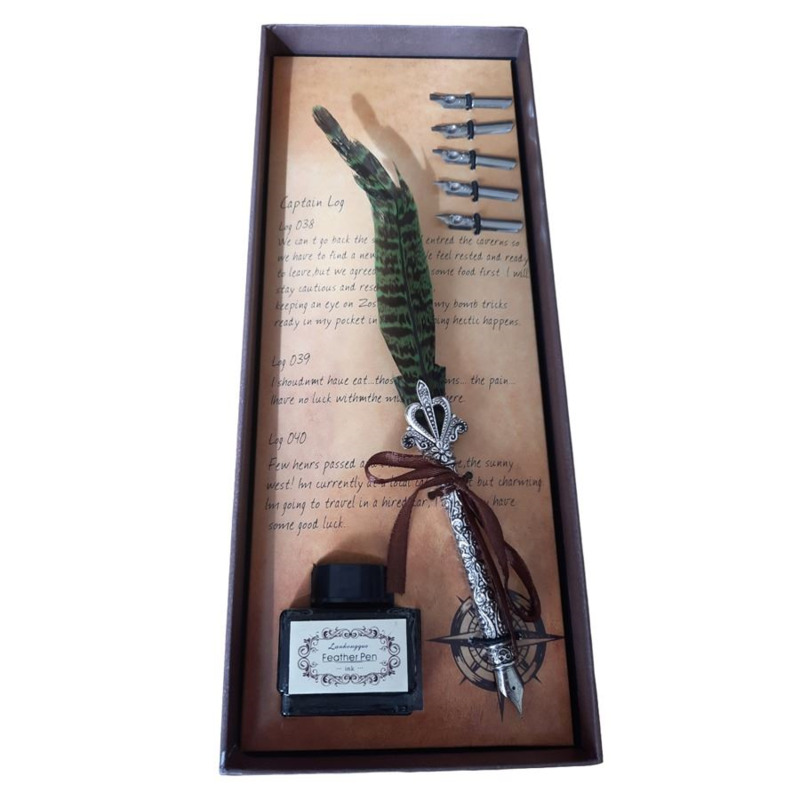 Set pluma con tinta en estuche (2)