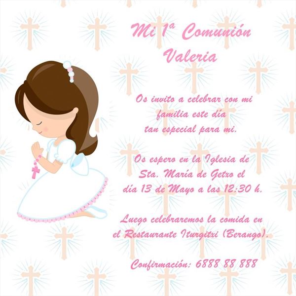 Tarjetón de comunión niña varios modelos