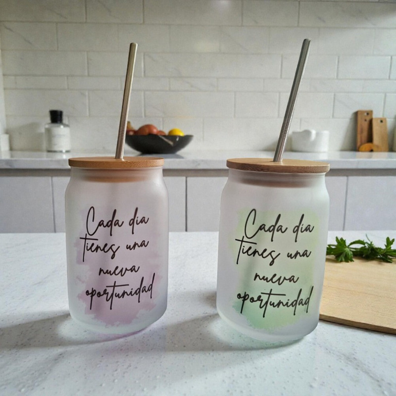 Tarro con frase y tapa de bambú (1)