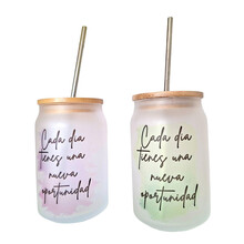 Tarro con frase y tapa de bambú