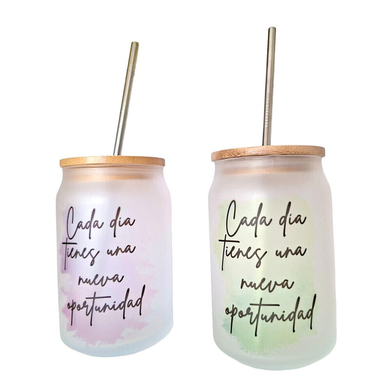 Tarro con frase y tapa de bambú