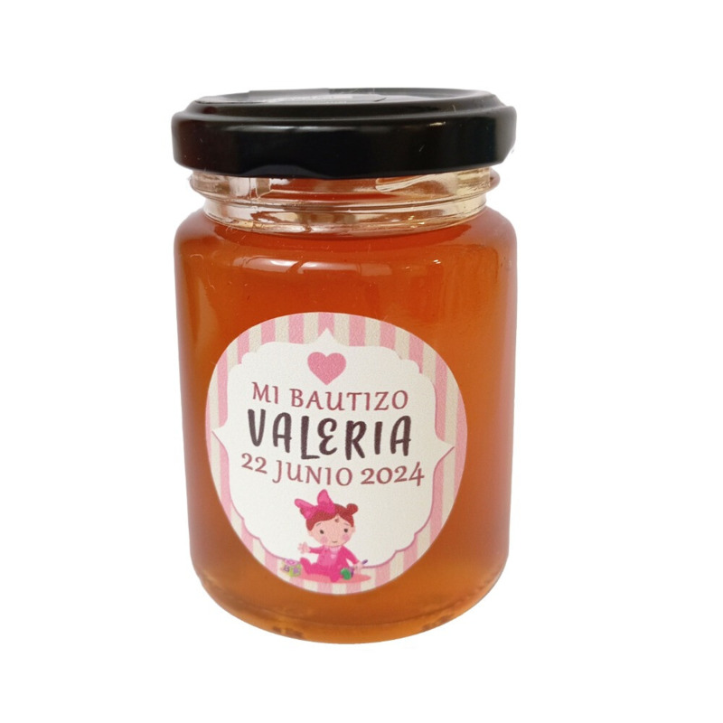 Tarro redondo de miel cruda natural de abeja española personalizable (3)