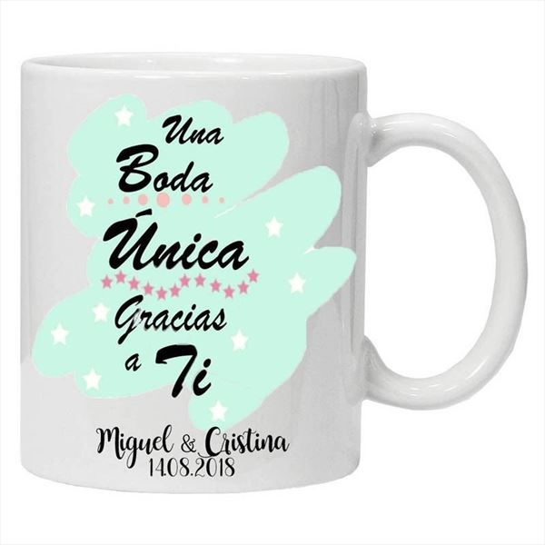 Taza con foto personalizada de boda con fondos (1)