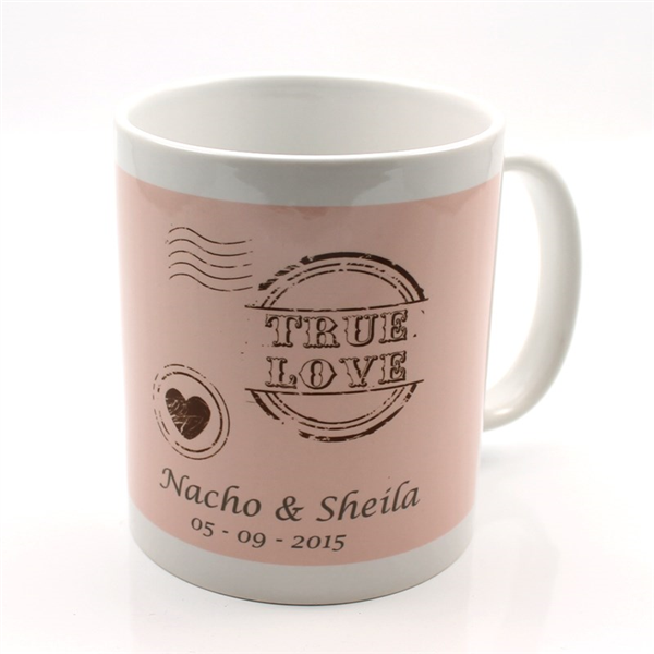 Taza con foto personalizada de boda con fondos