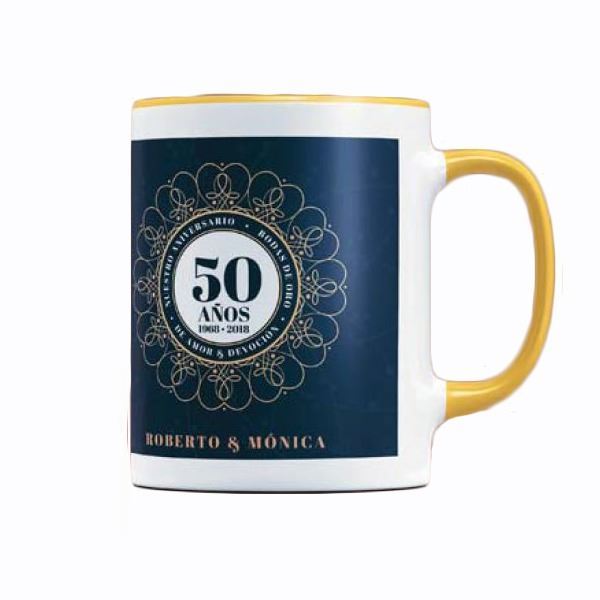 Taza de cerámica amarilla grabada (1)